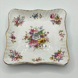 Hammersley Howard Sprays Fluted Edge Vintage Bone China Square Serving Bowl 6"